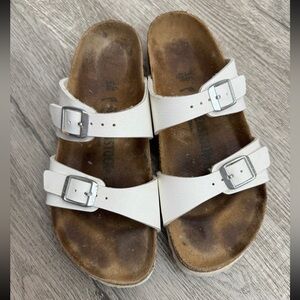 White Birkenstock slide sandal 36 narrow fit